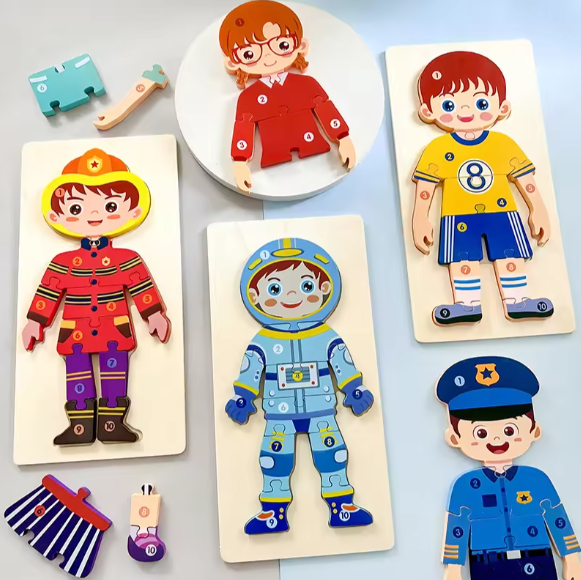 Wooden 3D Puzzles - 10Pcs