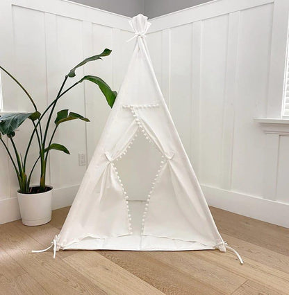 Children's Play Tent Teepee with Pom Pom Trim