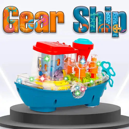 Transparent Gear Land Ship Toy With Music & Lights