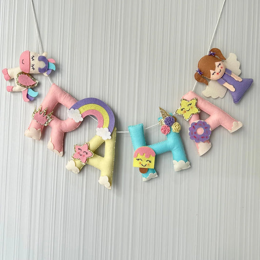 Customized Name Bunting/Garland with Unicorn Fairy