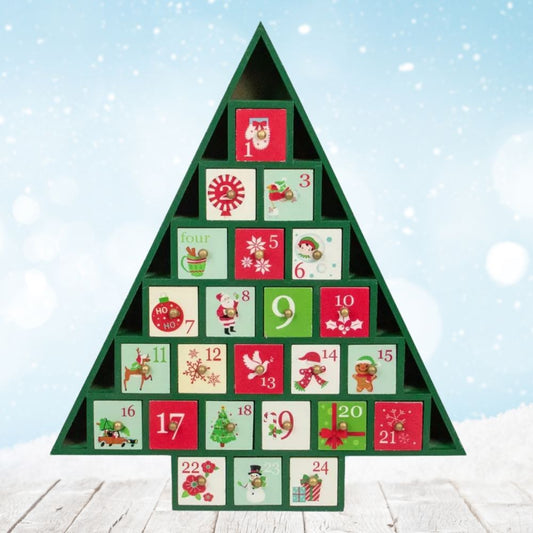 Wooden Advent Calendar (Green Tree of Treasures)