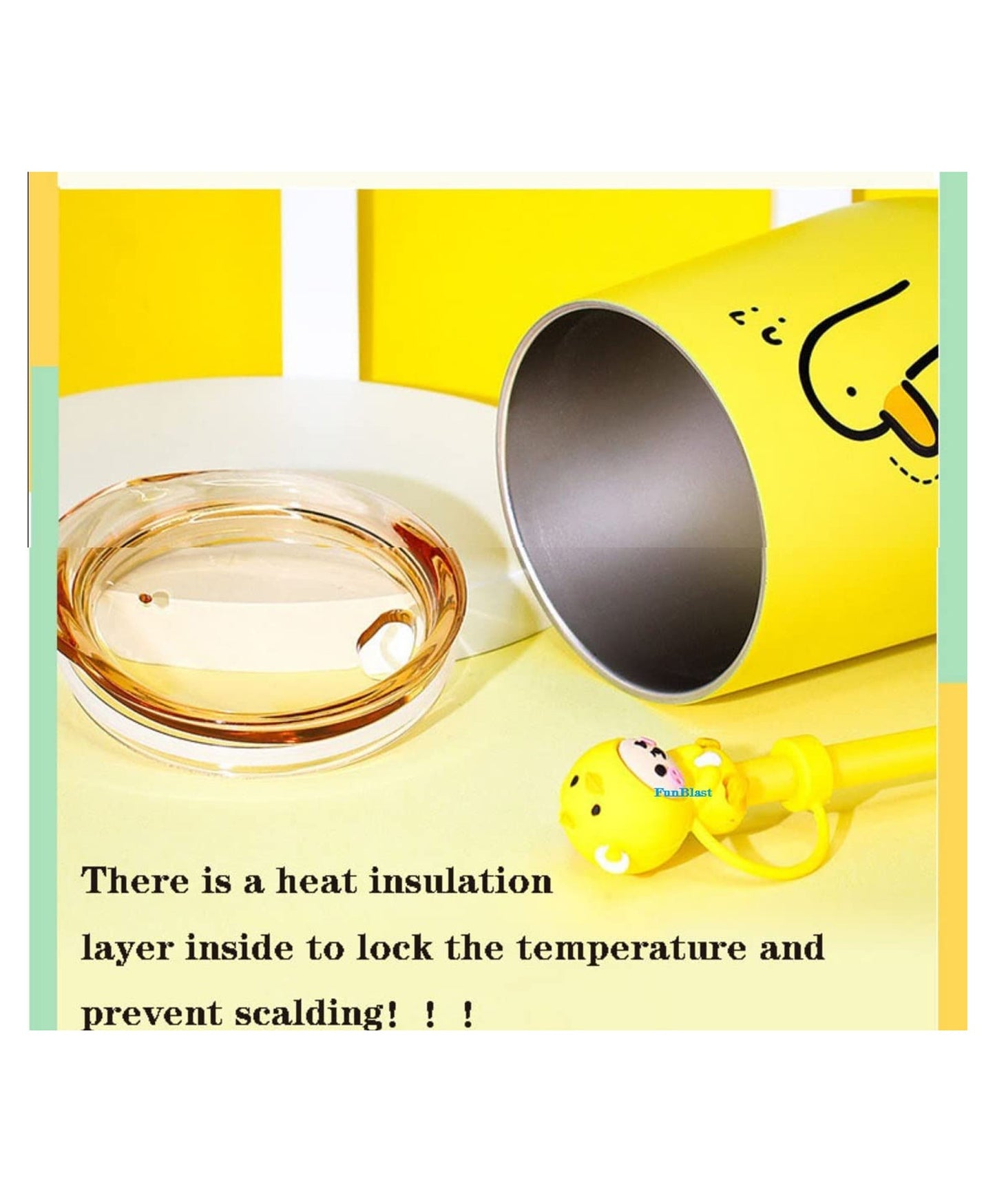 Stylish Insulated Milk Drinking Mug with Straw for Kids - 280 ML