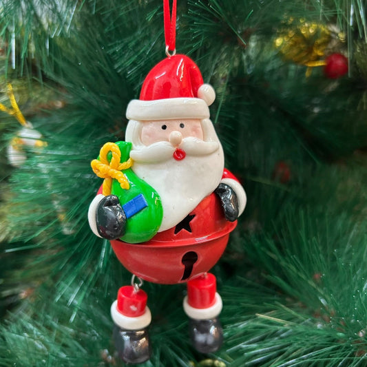 BW Bell Ornament- Santa