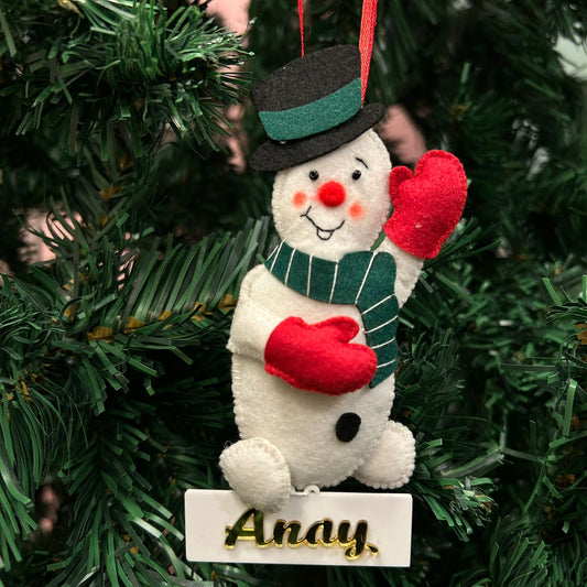 BW Happy Snowman Felt Ornament