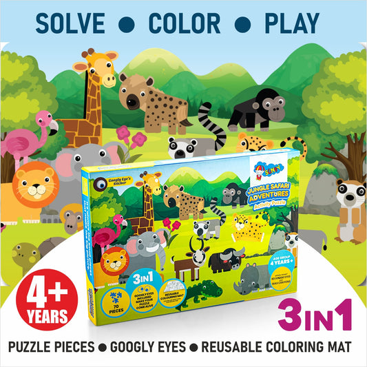 Jungle Safari Adventures 3-in-1 Activity Set Puzzle