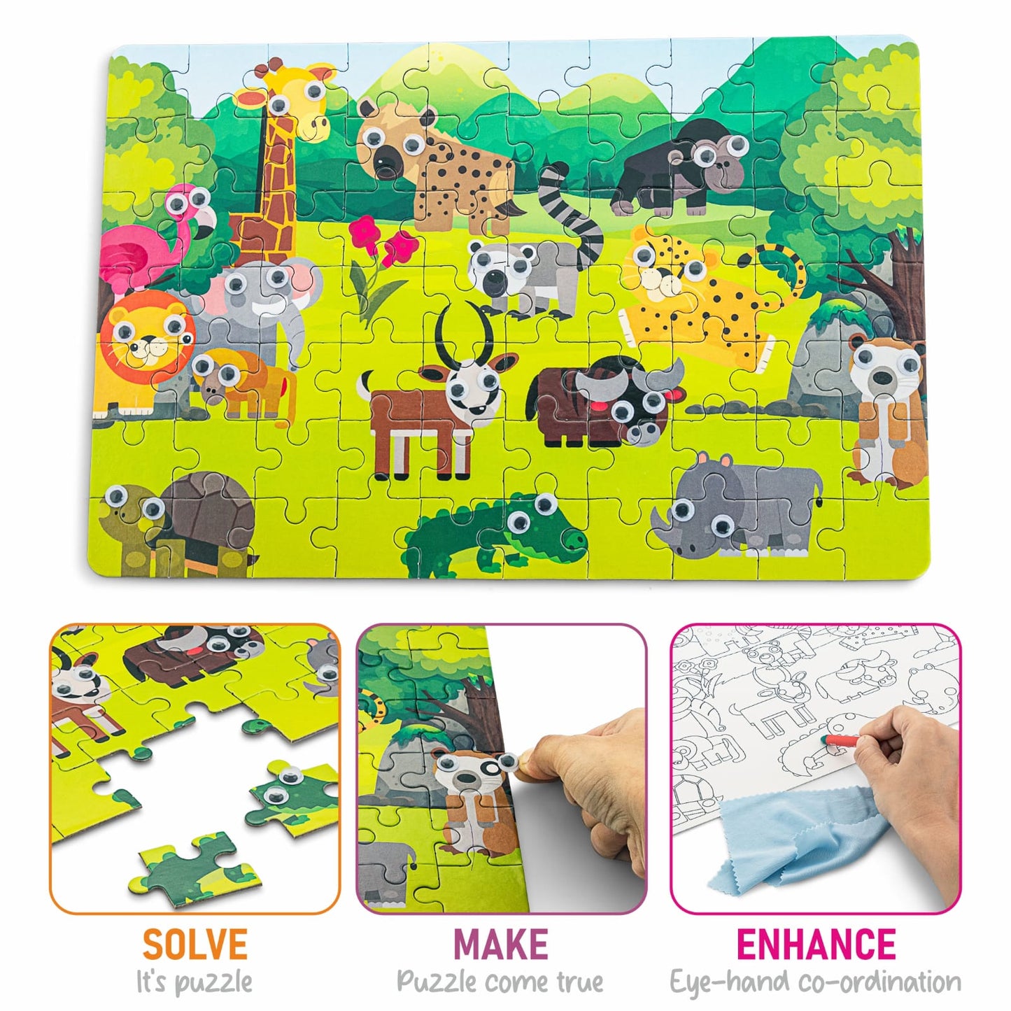 Jungle Safari Adventures 3-in-1 Activity Set Puzzle