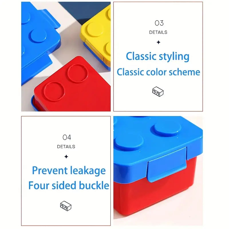 Lego Blocks Leak-Proof Lunch Box with Lego Fork and Spoon Set