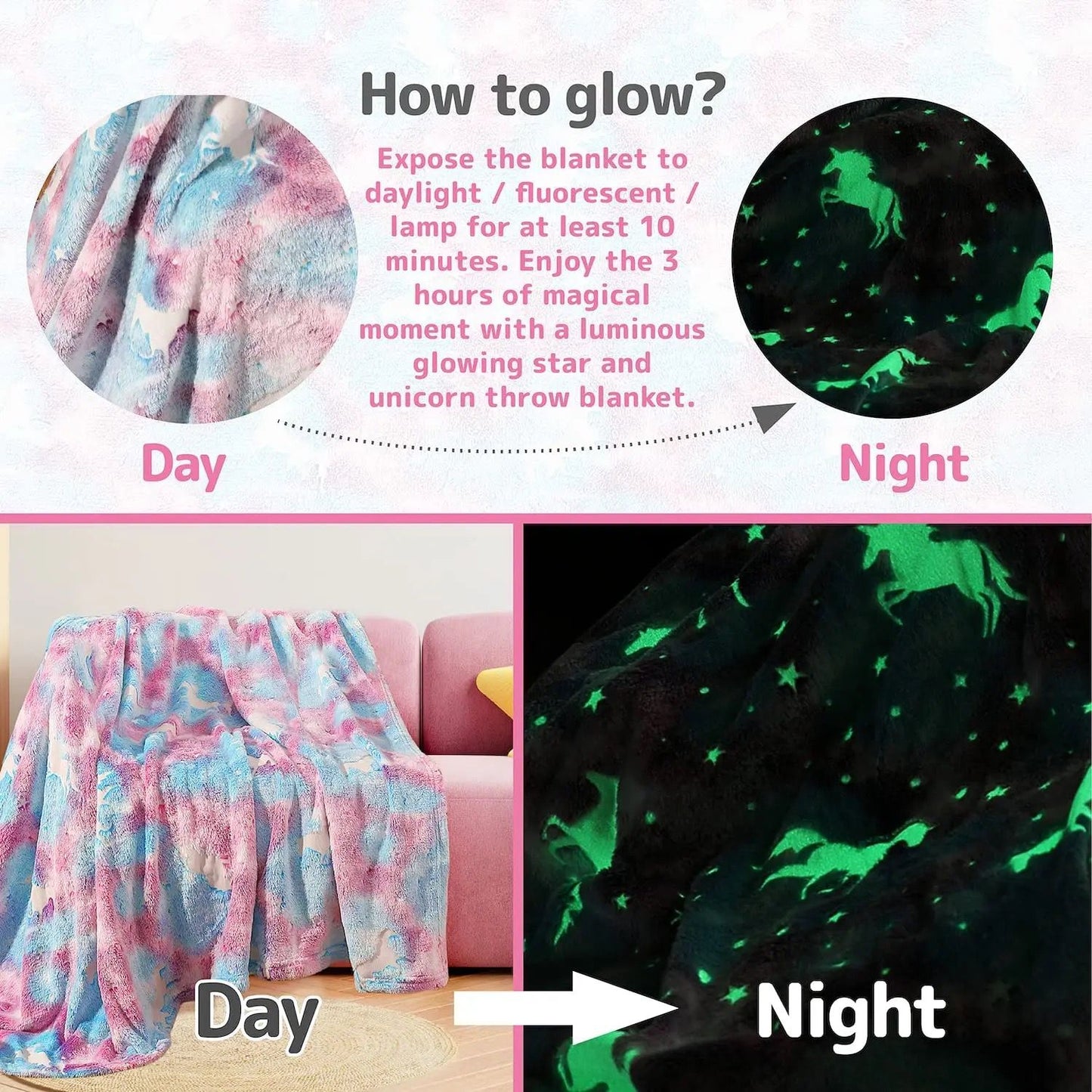 Glow in the Dark Blanket 150 by 200 cm (Big Size )