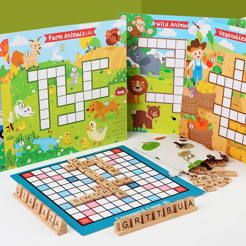 Wooden Crossword Puzzle Game