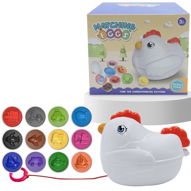 Matching Eggs Toddler Toy with Push Pull Chicken Box Jr.Billionaire