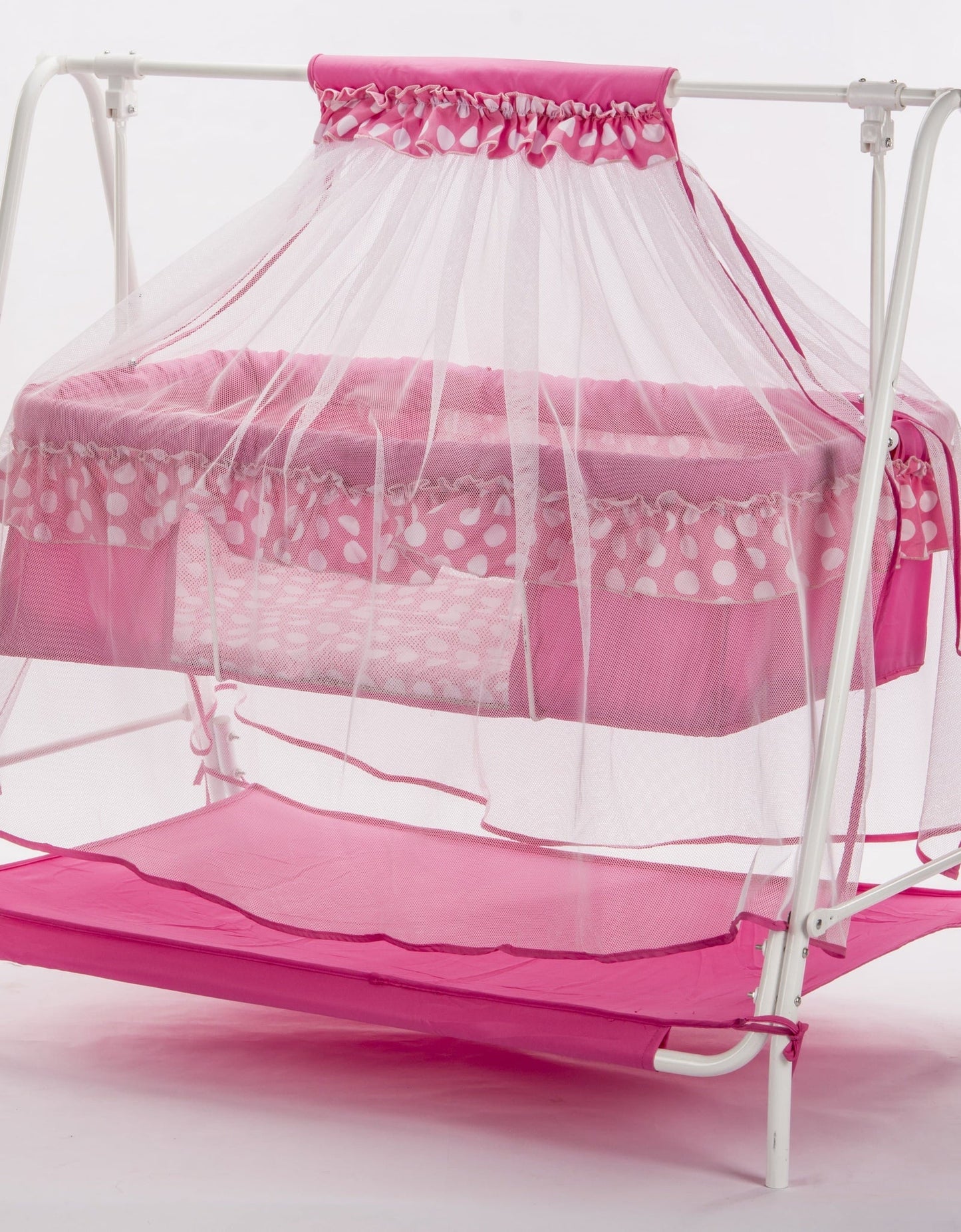 Pink Baby Cradle With Swing Lock