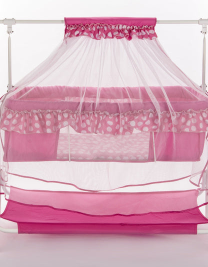 Pink Baby Cradle With Swing Lock