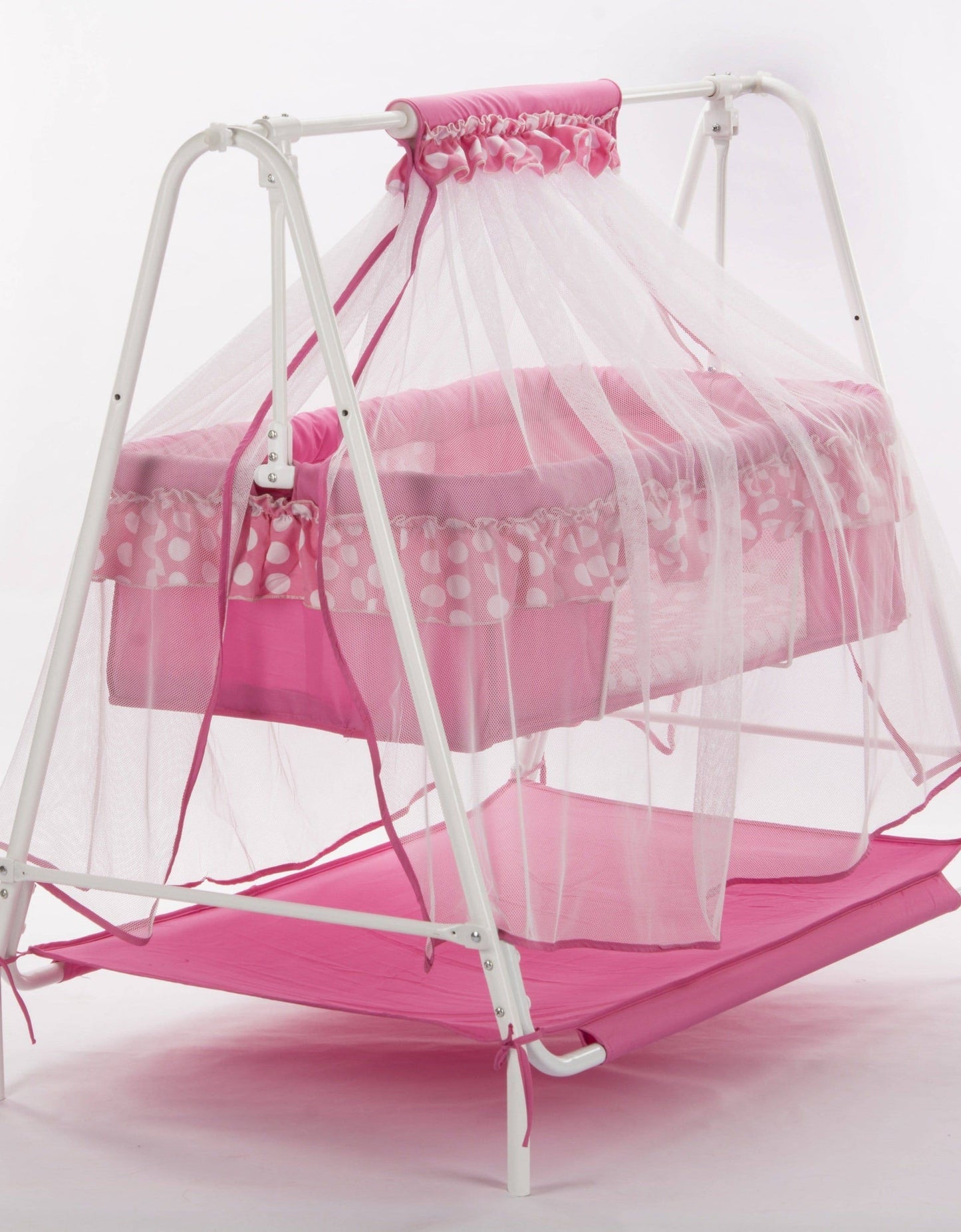 Pink Baby Cradle With Swing Lock