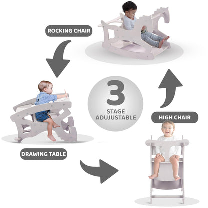 3 in 1 Rocking Horse | High Chair | Montessori Table & Chair Set