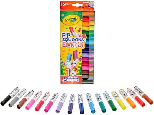 Crayola Emoji Stampers, Pip Squeaks Washable Markers, Gift for Boys & Girls, 16 Count