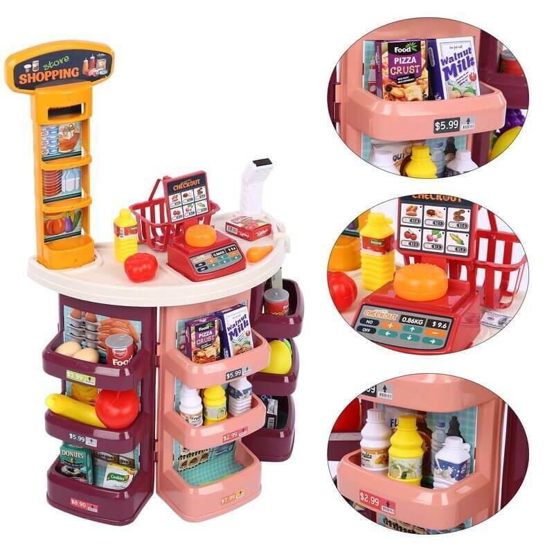 Pretend Play Grocery Store Shopping Market Toy Set - 44 Pcs