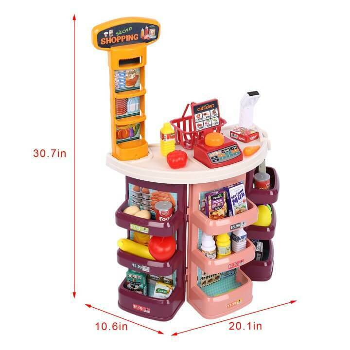 Pretend Play Grocery Store Shopping Market Toy Set - 44 Pcs