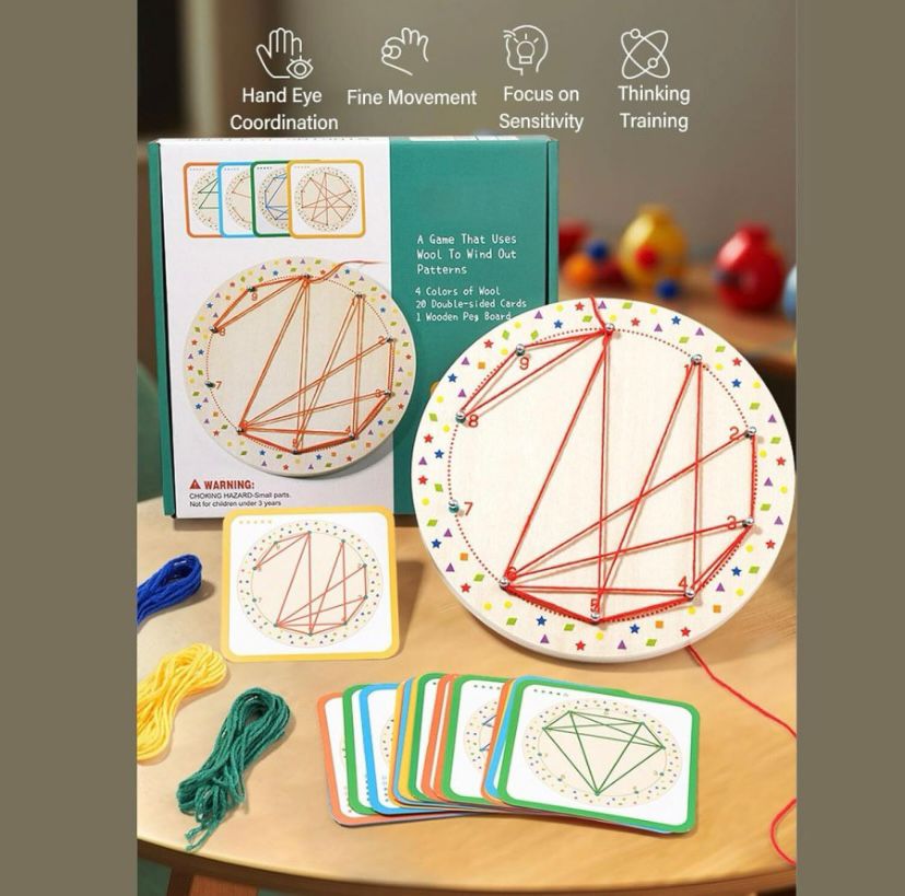 Winding Pattern Threading Toy Lacing Shape Board Activity Lace Shape Puzzle For Kids