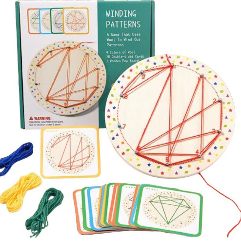 Winding Pattern Threading Toy Lacing Shape Board Activity Lace Shape Puzzle For Kids